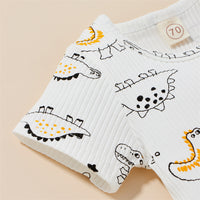 Load image into Gallery viewer, 2 Pieces Set Baby Kid Boys Dinosaur Star Muslin&amp;Ribbed Print T-Shirts And Shorts Wholesale 220323229
