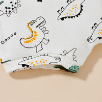 Load image into Gallery viewer, 2 Pieces Set Baby Kid Boys Dinosaur Star Muslin&amp;Ribbed Print T-Shirts And Shorts Wholesale 220323229
