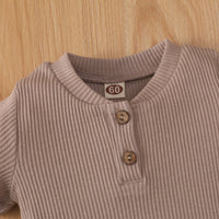 Load image into Gallery viewer, 2 Pieces Set Baby Girls Solid Color Muslin&amp;Ribbed Rompers And Shorts Wholesale 220323282
