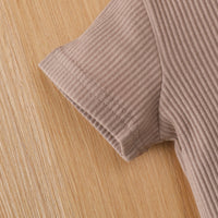 Load image into Gallery viewer, 2 Pieces Set Baby Girls Solid Color Muslin&amp;Ribbed Rompers And Shorts Wholesale 220323282
