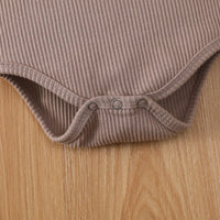 Load image into Gallery viewer, 2 Pieces Set Baby Girls Solid Color Muslin&amp;Ribbed Rompers And Shorts Wholesale 220323282

