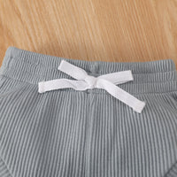 Load image into Gallery viewer, 2 Pieces Set Baby Girls Solid Color Muslin&amp;Ribbed Rompers And Shorts Wholesale 220323282
