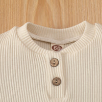 Load image into Gallery viewer, 2 Pieces Set Baby Girls Solid Color Muslin&amp;Ribbed Rompers And Shorts Wholesale 220323282
