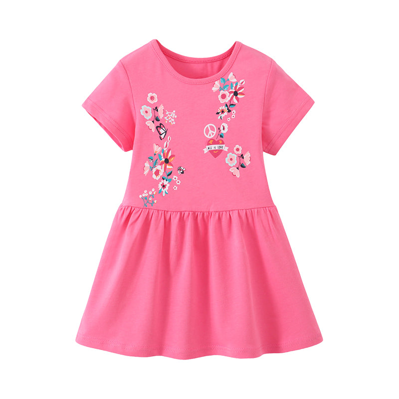Baby Kid Girls Flower Print Dresses Wholesale 220323289