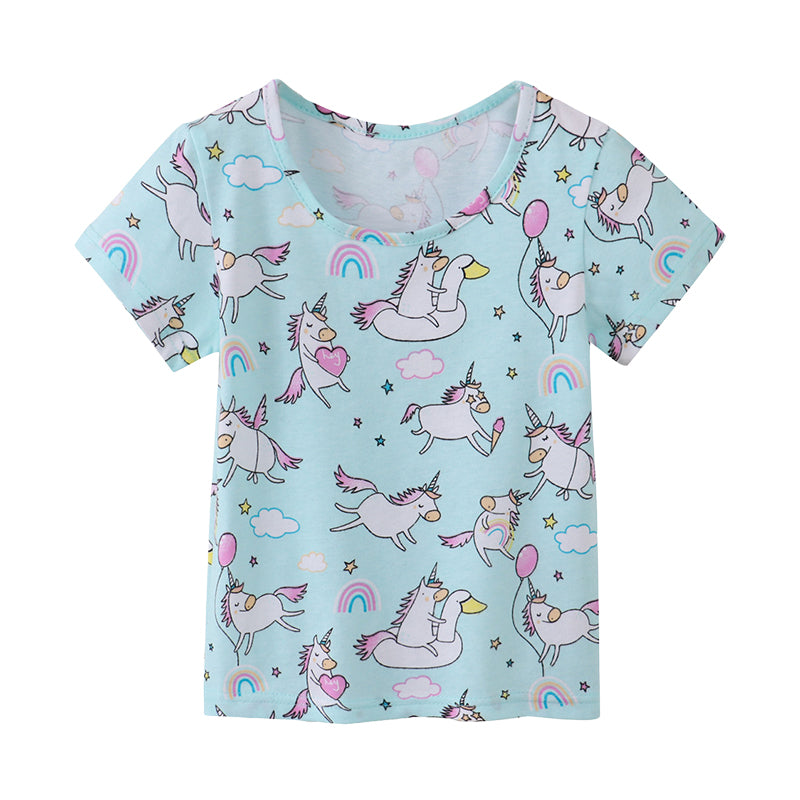 Baby Kid Girls Cartoon Unicorn Print T-Shirts Wholesale 220323290