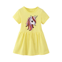 Load image into Gallery viewer, Baby Kid Girls Unicorn Print Dresses Wholesale 220323305
