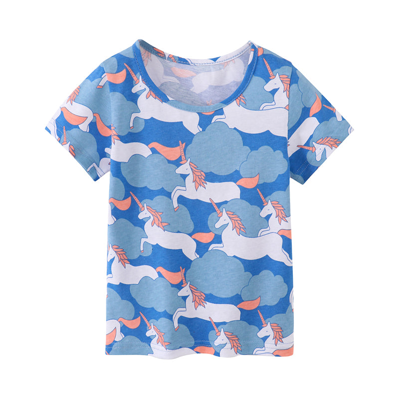 Baby Kid Girls Unicorn Print T-Shirts Wholesale 220323310