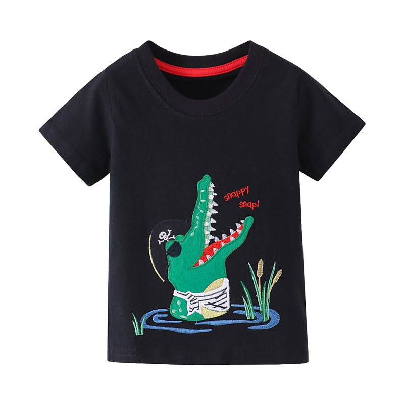 Baby Kid Boys Letters Dinosaur Plant Embroidered T-Shirts Wholesale 22032376