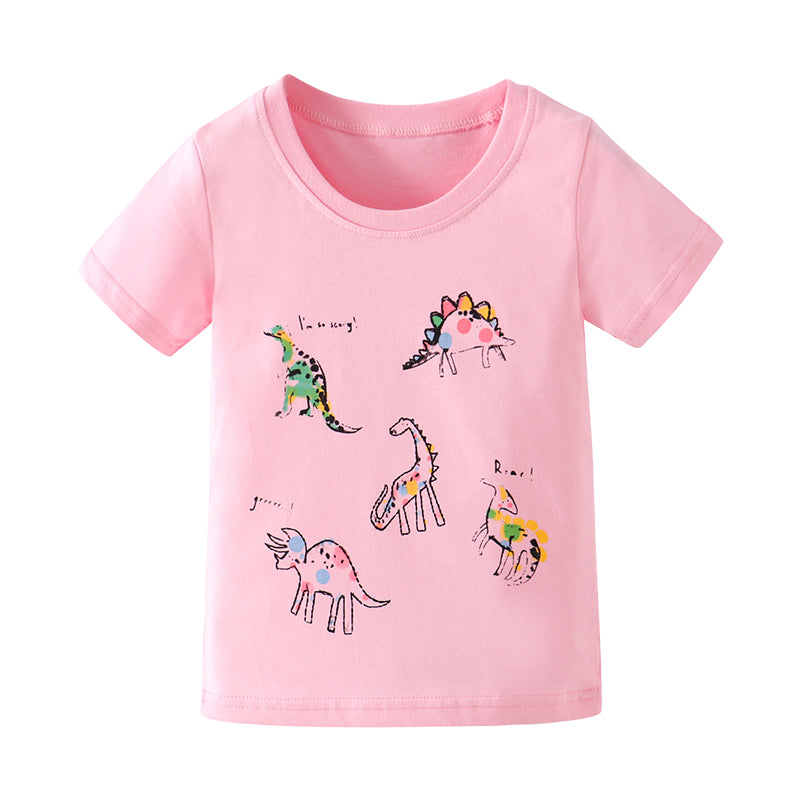 Baby Kid Girls Dinosaur Cartoon Print T-Shirts Wholesale 22032393