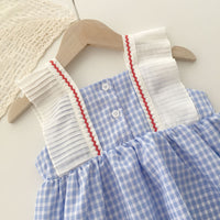Load image into Gallery viewer, Baby Kid Girls Color-blocking Checked Bow Dresses Wholesale 220328131
