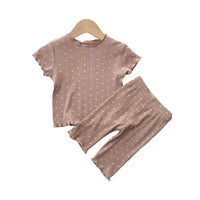 Load image into Gallery viewer, 2 Pieces Set Baby Kid Girls Polka dots Print T-Shirts And Pants Wholesale 220328138
