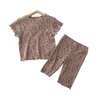 Load image into Gallery viewer, 2 Pieces Set Baby Kid Girls Flower Print Tops And Pants Wholesale 220328149
