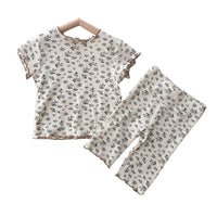Load image into Gallery viewer, 2 Pieces Set Baby Kid Girls Flower Print Tops And Pants Wholesale 220328149
