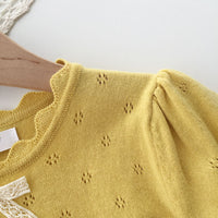 Load image into Gallery viewer, Baby Kid Girls Solid Color Bow Crochet Tops Wholesale 220328150
