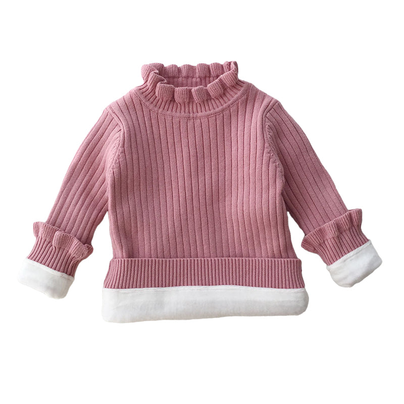 Baby Kid Girls Solid Color Crochet Sweaters Wholesale 220328164