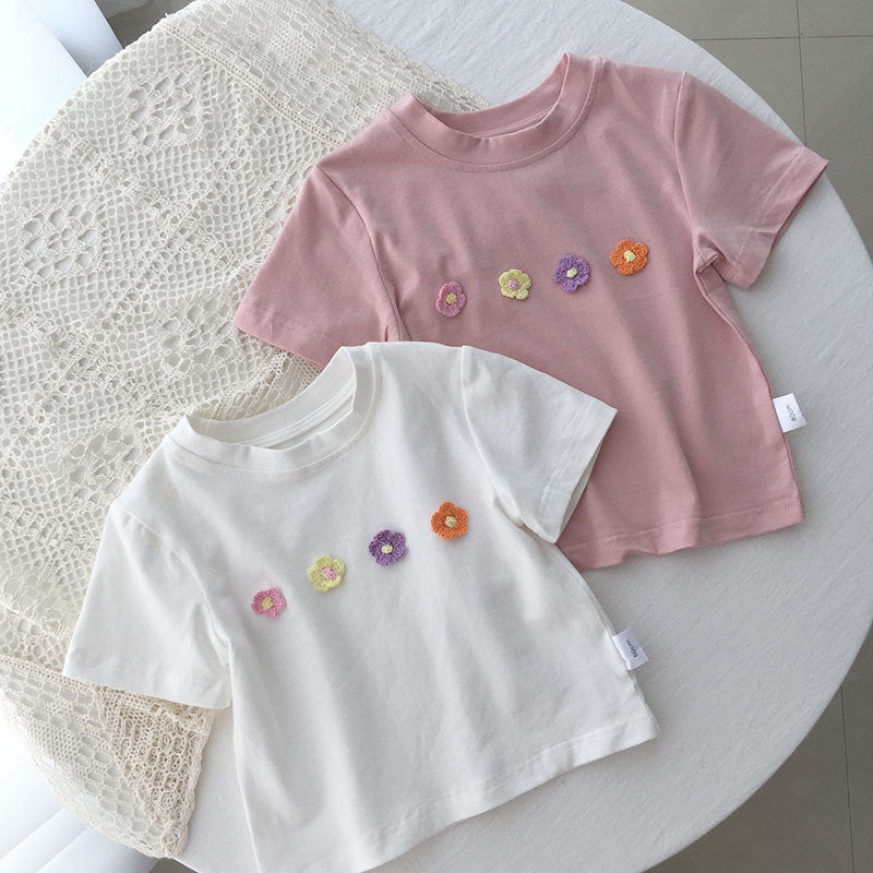 Baby Kid Girls Flower T-Shirts Wholesale 220328209