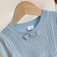 Load image into Gallery viewer, Baby Kid Girls Solid Color Bow Embroidered T-Shirts Knitwear Wholesale 220328214
