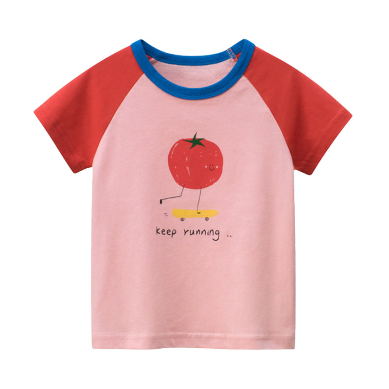 Baby Kid Unisex Letters Color-blocking Cartoon Print T-Shirts Wholesale 220328230