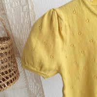 Load image into Gallery viewer, Baby Kid Girls Solid Color Bow Lace Crochet T-Shirts Wholesale 220328248
