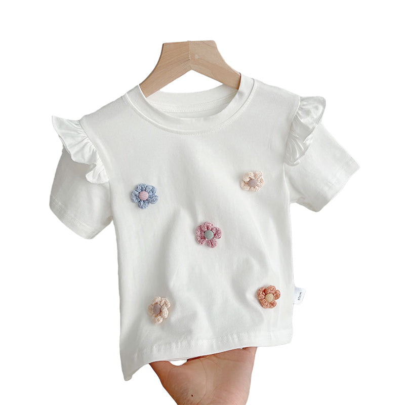 Baby Kid Girls Flower T-Shirts Wholesale 220328305