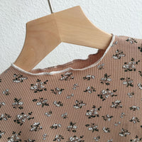 Load image into Gallery viewer, 2 Pieces Set Baby Kid Girls Flower Muslin&amp;Ribbed Print T-Shirts And Pants Wholesale 220328324
