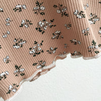 Load image into Gallery viewer, 2 Pieces Set Baby Kid Girls Flower Muslin&amp;Ribbed Print T-Shirts And Pants Wholesale 220328324
