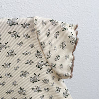 Load image into Gallery viewer, 2 Pieces Set Baby Kid Girls Flower Muslin&amp;Ribbed Print T-Shirts And Pants Wholesale 220328324
