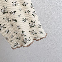 Load image into Gallery viewer, 2 Pieces Set Baby Kid Girls Flower Muslin&amp;Ribbed Print T-Shirts And Pants Wholesale 220328324
