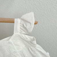 Load image into Gallery viewer, Baby Kid Girls Solid Color Flower Lace Print Tops Wholesale 220328349
