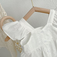 Load image into Gallery viewer, Baby Kid Girls Solid Color Flower Lace Print Tops Wholesale 220328349
