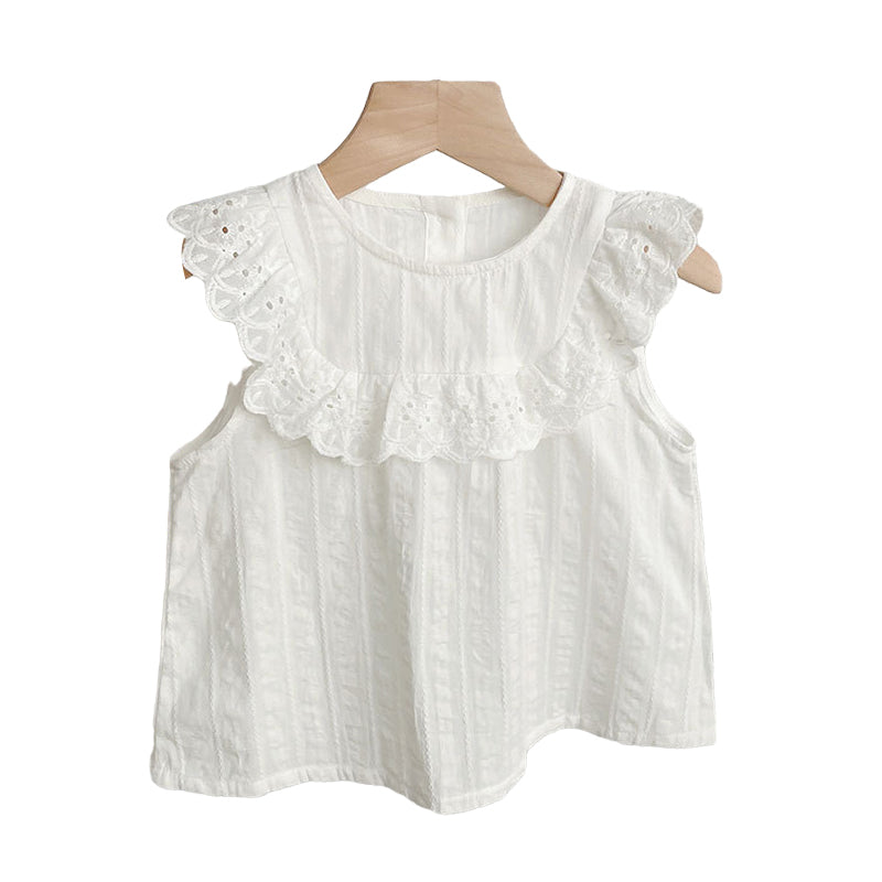 Baby Kid Girls Solid Color Lace Tops Wholesale 220328381