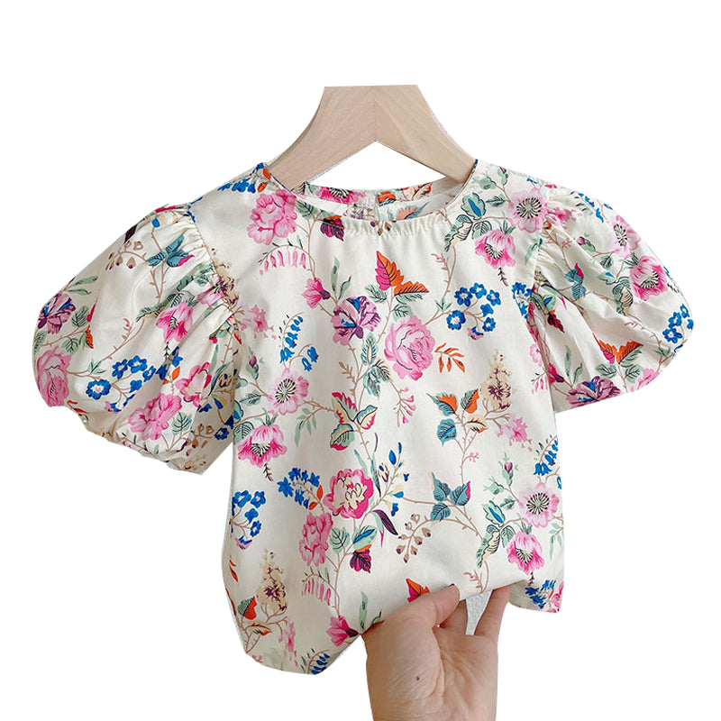 Baby Kid Girls Flower Print Tops Wholesale 220328425