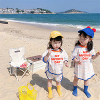 Load image into Gallery viewer, Baby Kid Girls Letters Checked Dresses Wholesale 220328457
