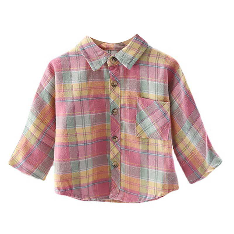 Baby Kid Girls Checked Blouses Wholesale 22032848