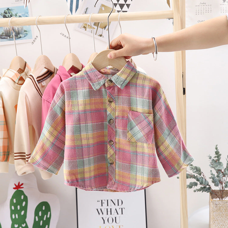 Baby Kid Girls Checked Blouses Wholesale 22032848