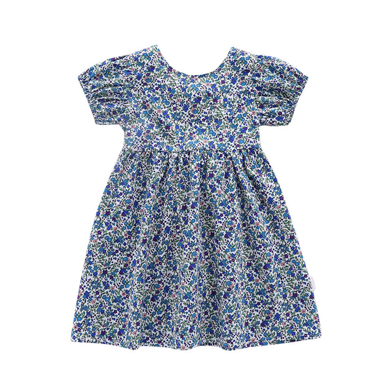 Baby Girls Flower Print Dresses Wholesale 22032872