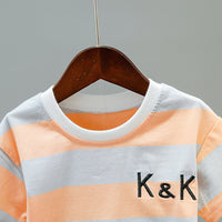 Load image into Gallery viewer, 2 Pieces Set Baby Kid Boys Color-blocking Embroidered T-Shirts And Letters Shorts Wholesale 22032880
