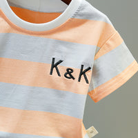 Load image into Gallery viewer, 2 Pieces Set Baby Kid Boys Color-blocking Embroidered T-Shirts And Letters Shorts Wholesale 22032882
