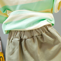 Load image into Gallery viewer, 2 Pieces Set Baby Kid Boys Color-blocking Embroidered T-Shirts And Letters Shorts Wholesale 22032882
