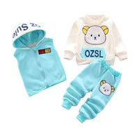 Load image into Gallery viewer, 3 Pieces Set Baby Kid Unisex Letters Animals Cartoon Print Vests Waistcoats Hoodies Swearshirts And Pants Wholesale 22032890
