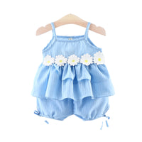 Load image into Gallery viewer, 2 Pieces Set Baby Girls Flower Tank Tops And Solid Color Shorts Wholesale 22033003
