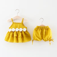 Load image into Gallery viewer, 2 Pieces Set Baby Girls Flower Tank Tops And Solid Color Shorts Wholesale 22033003
