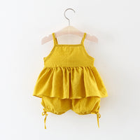 Load image into Gallery viewer, 2 Pieces Set Baby Girls Flower Tank Tops And Solid Color Shorts Wholesale 22033003
