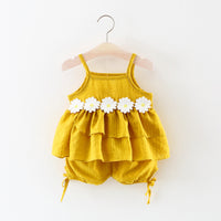 Load image into Gallery viewer, 2 Pieces Set Baby Girls Flower Tank Tops And Solid Color Shorts Wholesale 22033003
