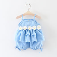 Load image into Gallery viewer, 2 Pieces Set Baby Girls Flower Tank Tops And Solid Color Shorts Wholesale 22033003
