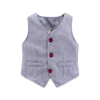 Load image into Gallery viewer, 3 Pieces Set Baby Kid Boys Solid Color Vests Waistcoats Bow Shirts And Trousers Wholesale 22033010
