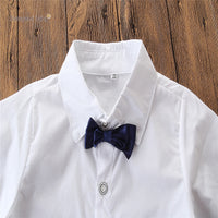 Load image into Gallery viewer, 3 Pieces Set Baby Kid Boys Solid Color Vests Waistcoats Bow Shirts And Trousers Wholesale 22033010
