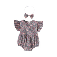 Load image into Gallery viewer, Baby Girls Flower Print Rompers Wholesale 220330109

