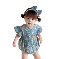 Load image into Gallery viewer, Baby Girls Flower Print Rompers Wholesale 220330109
