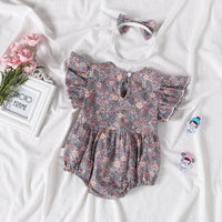 Load image into Gallery viewer, Baby Girls Flower Print Rompers Wholesale 220330109
